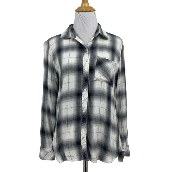 Rails Shirt Womens S Small Black White Hunter Thin Flannel Button Up Long Sleeve - Picture 1 of 12